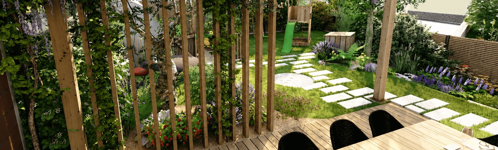 photo un conception stucturée du jardin